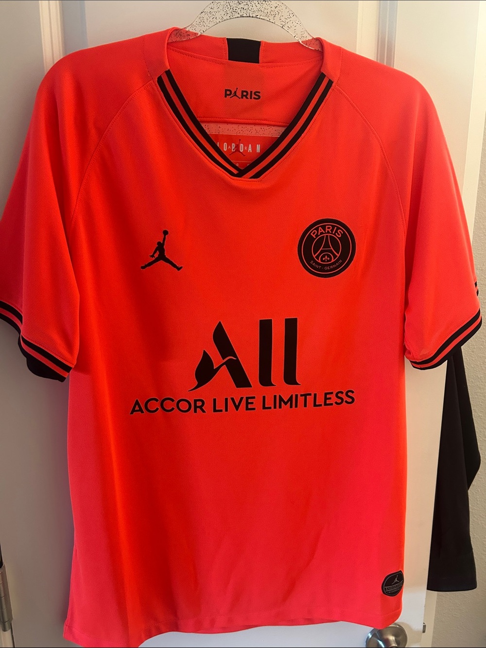 Jordan Paris Neon Orange  Soccer Jersey with Black Accents men's large